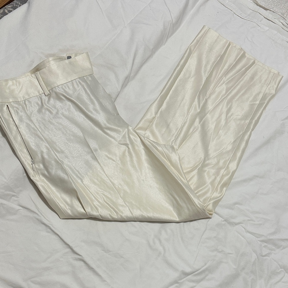 Akris Cream High-Waist Pleated Silk Pants - Picture 9 of 12